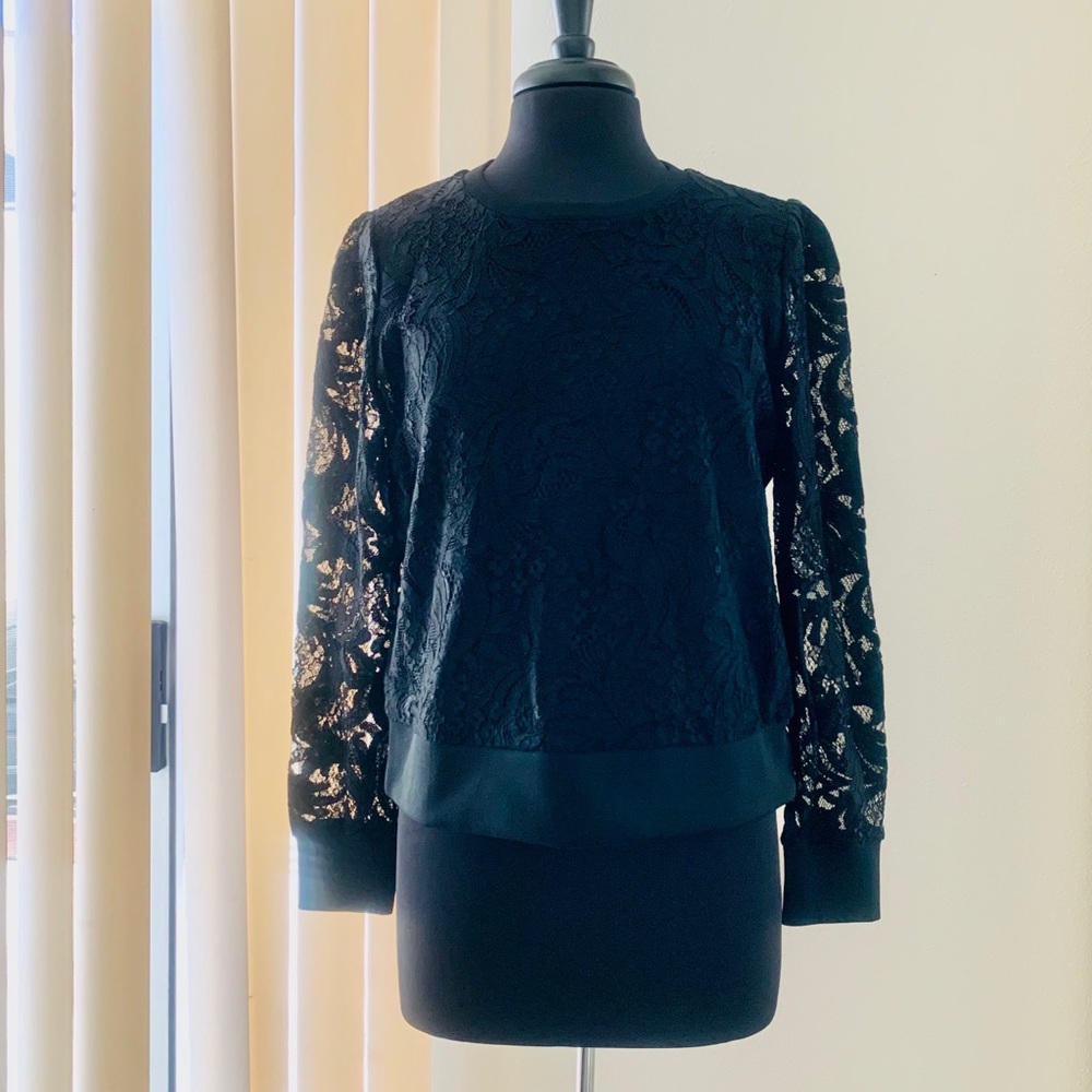 Worthington Black lace long sleeve top.